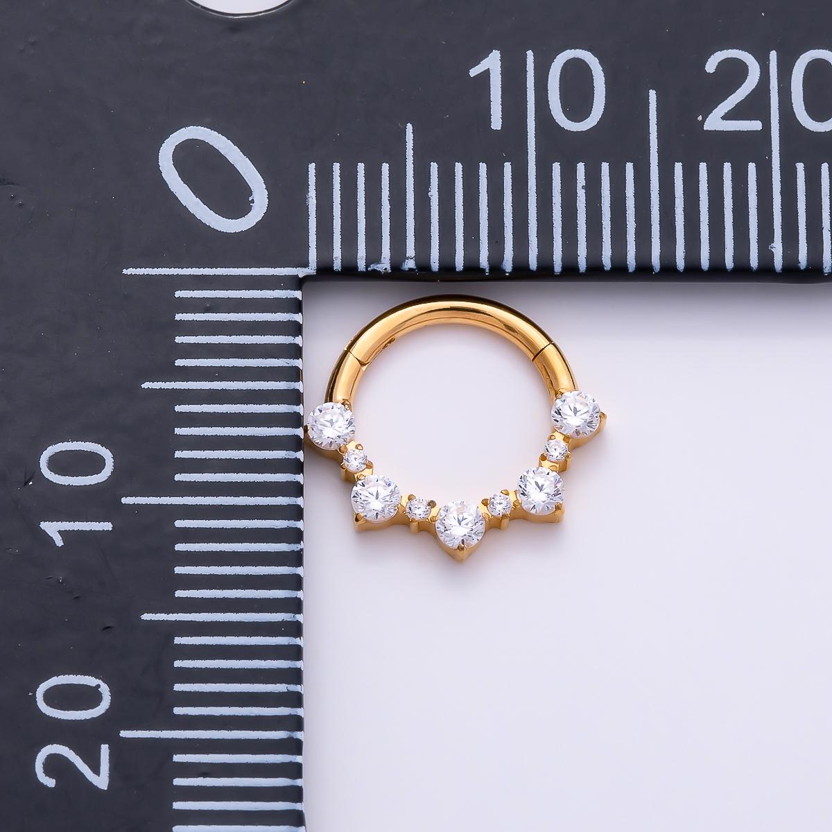 Stainless Steel 12mm Clear CZ Cluster Gradient Pull Gate Round Finding Crown Ring Clasp DIY Jewelry Making Supply Necklace | Findings-00200