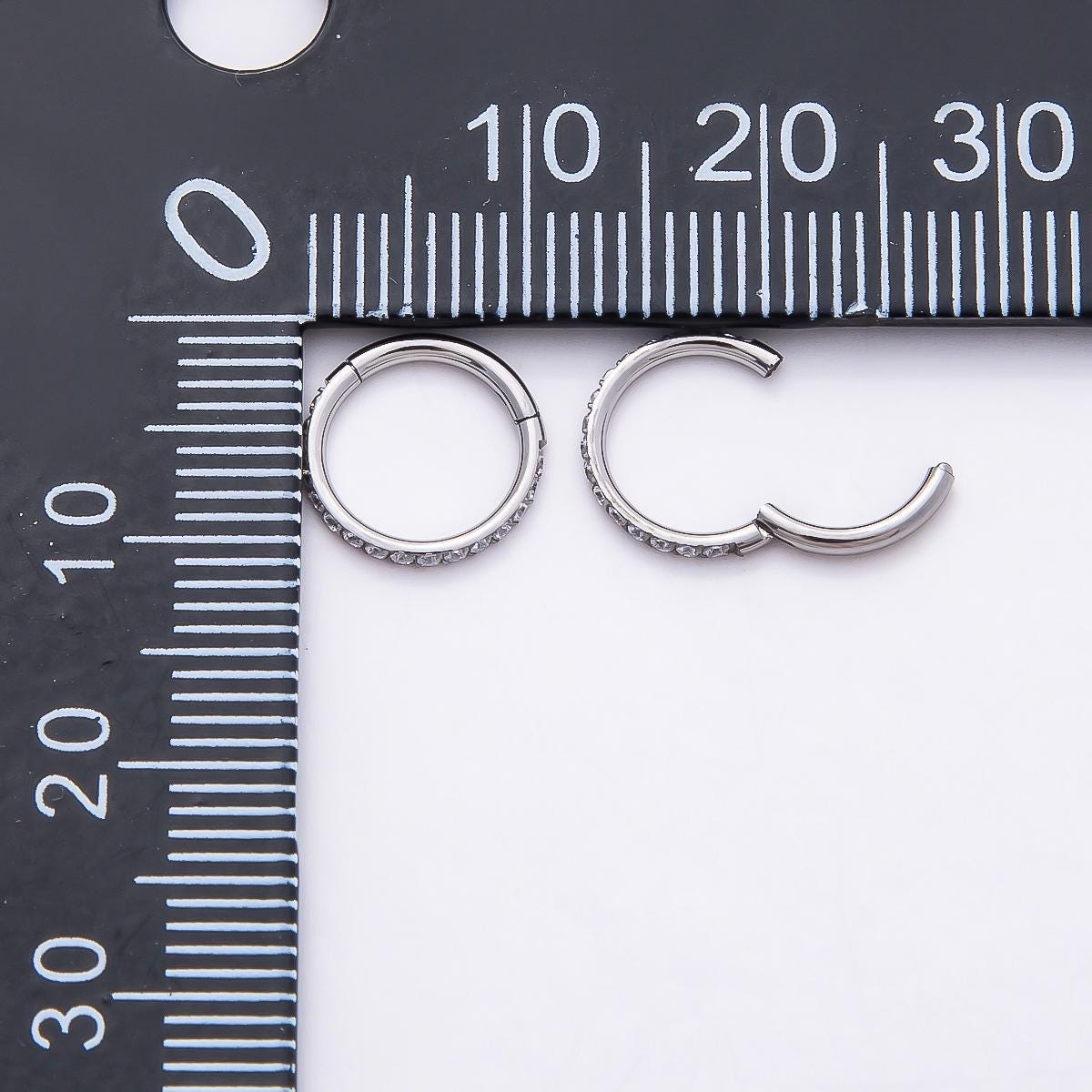 Stainless Steel 10mm Micro Paved CZ Pull Gate Round Finding Silver Spring Ring Clasp Spacer Bead Charm Holder DIY Supply | Findings-00206