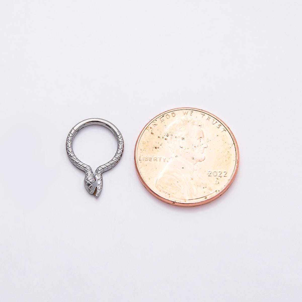 Stainless Steel 10.5mm Textured Snake Pull Gate Round Finding in Gold & Silver Serpent Ring Clasp Charm Holder DIY Supply | Findings-00228