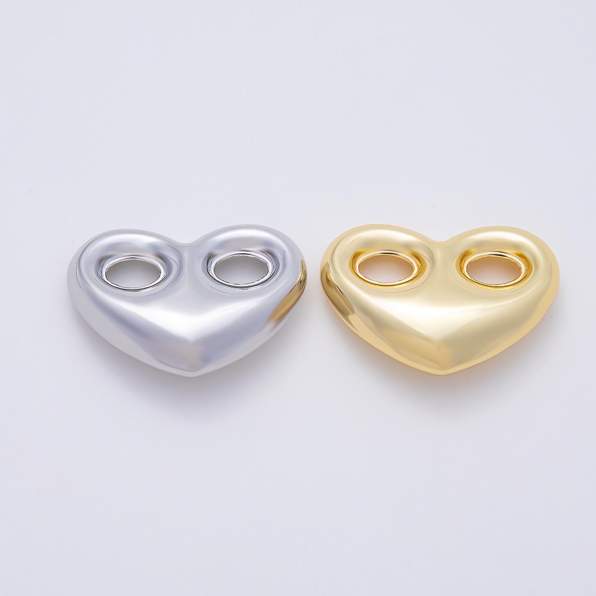 16K Gold Filled 18mm Heart Mariner Chubby Link Finding in Gold & Silver Love Statement Charm DIY Jewelry Making Supply | Findings-00236