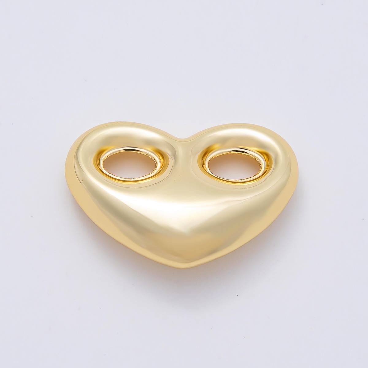16K Gold Filled 18mm Heart Mariner Chubby Link Finding in Gold & Silver Love Statement Charm DIY Jewelry Making Supply | Findings-00236