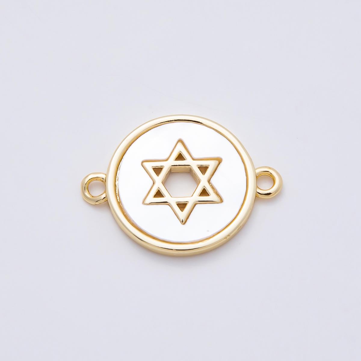 16k Gold Filled Shell Pearl Star of David Connector Link Jewish Bracelet Component Hanukkah Jewelry Making Birthday Gift | CONNECTORS-00025