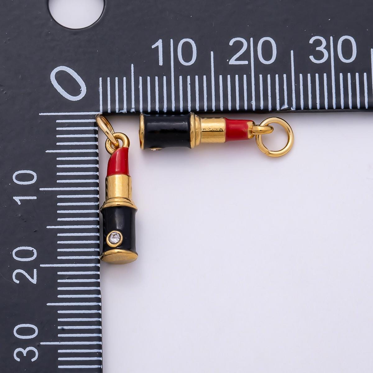 PVD Stainless Steel 17mm Red Lipstick Enamel Charm Makeup Glam Cosmetics Pendant DIY Jewelry Supply for custom Necklace | Charms-01166