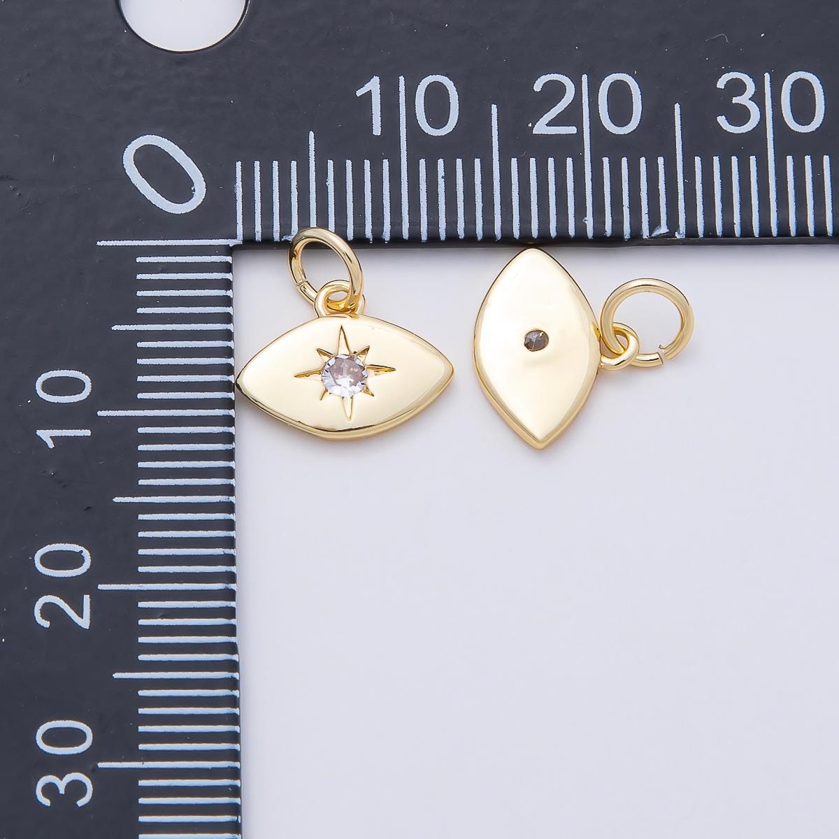16K Gold Filled 9mm Clear CZ North Star Navette Mini Charm DIY Jewelry Making Supply Evil Eye Pendant for custom Necklace | Charms-01112