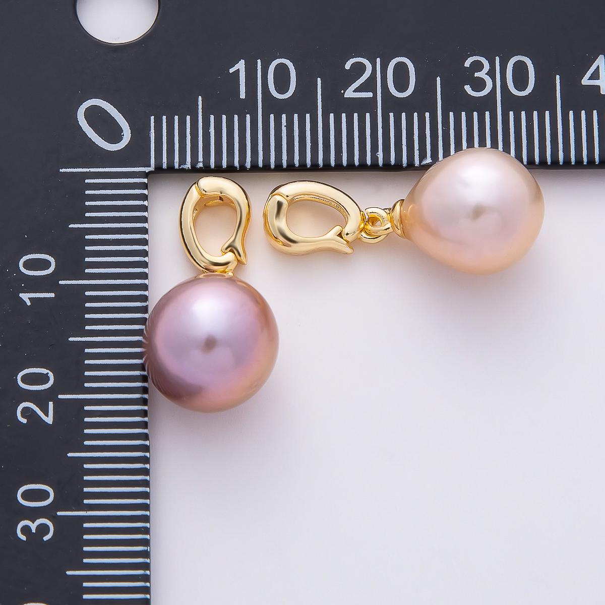 18K Gold Filled 20 White, Pink Freshwater Pearl Snap Rondelle Drop Pendant Elegant Jewelry Making Supply for Bridal & Wedding | Charms-01079