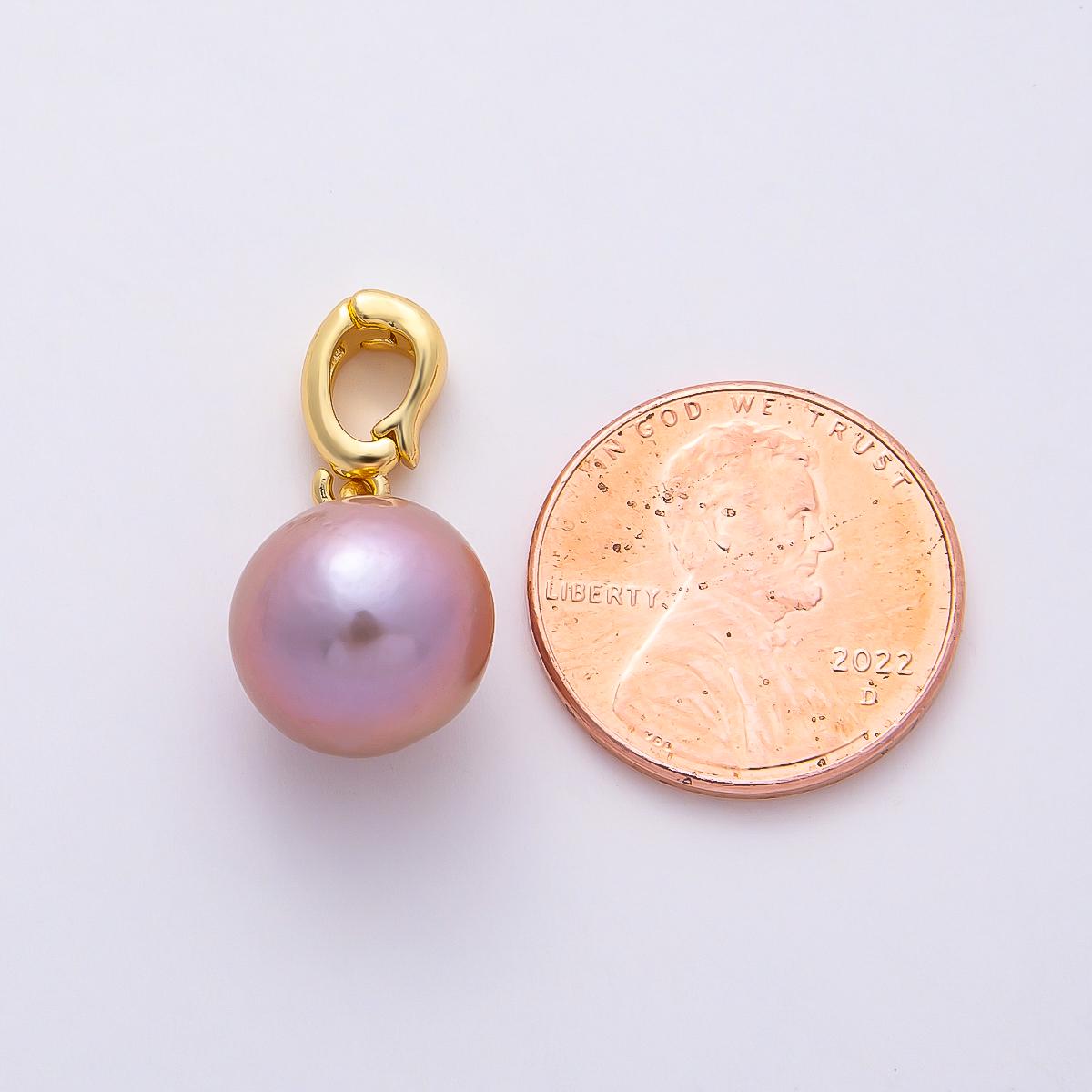 18K Gold Filled 20 White, Pink Freshwater Pearl Snap Rondelle Drop Pendant Elegant Jewelry Making Supply for Bridal & Wedding | Charms-01079
