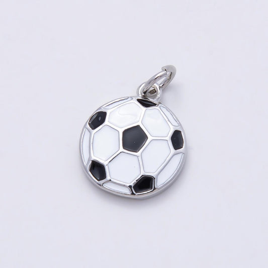 Silver Sports Soccer Football Enamel Charm Sport Team Athlete Pendant DIY Jewelry Making Supply for Charm Bracelet Necklace | Charms-01111