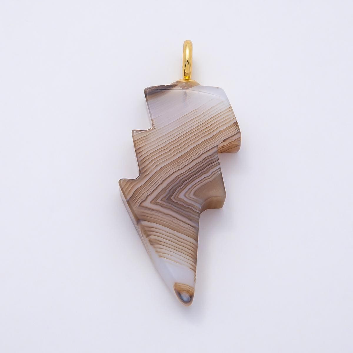 18K Gold Filled 47mm Lapis Lazuli, Amethyst, Agate Gemstone Lightning Bolt Thunder Pendant Celestial Weather Charm for DIY | Charms-01075