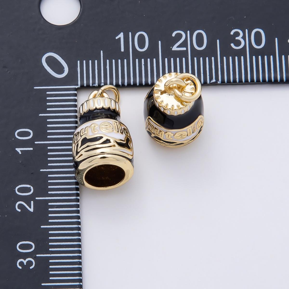 16K Gold Filled 17mm Chocolate Jar Enamel 3D Multidimensional Charm Hazelnut Spread Pendant Sweet Treat DIY Necklace Supply | Charms-01108