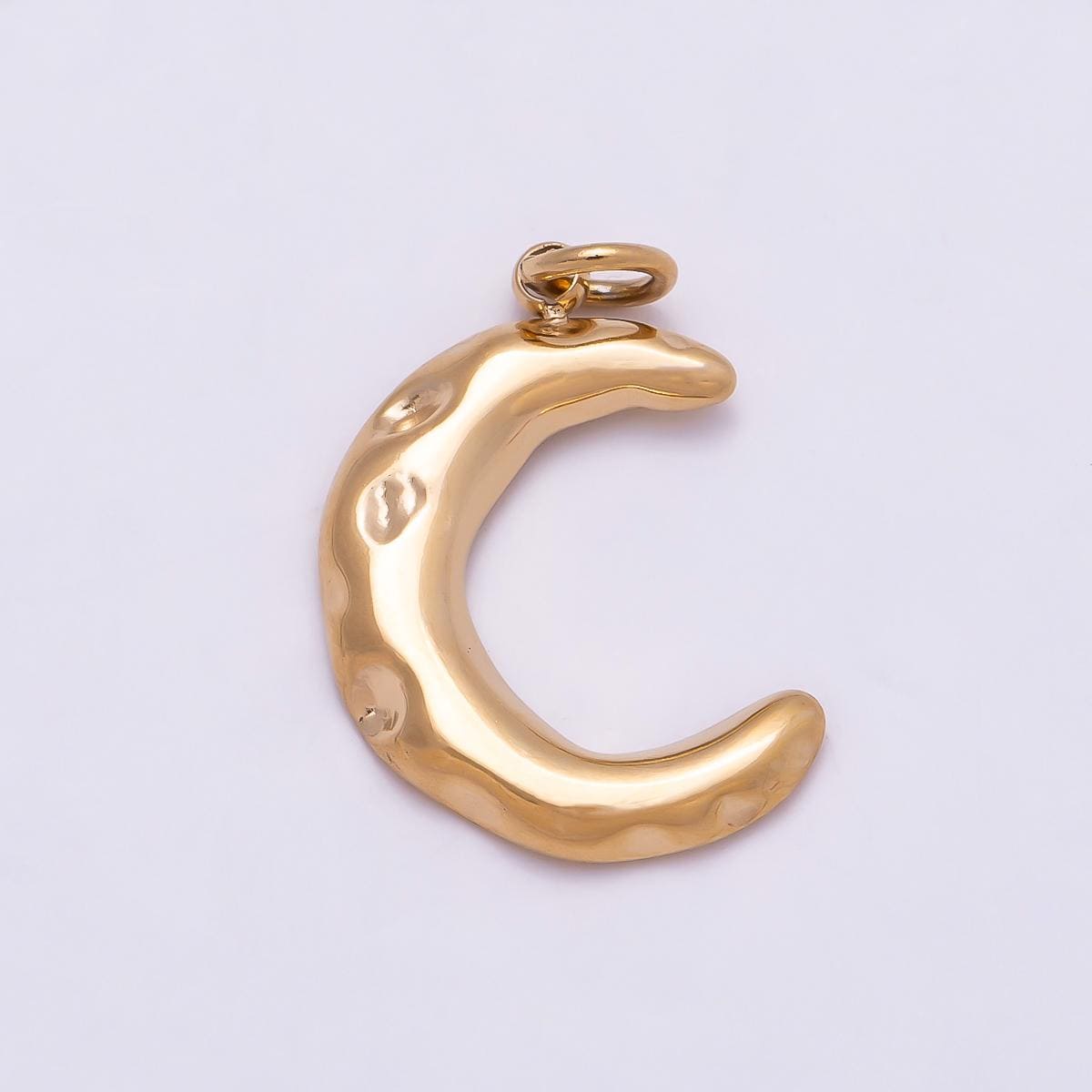 PVD Gold Stainless Steel 16mm Hammered Celestial Crescent Moon Charm Starry Night DIY Necklace Jewelry Making Supply | Charms-01015