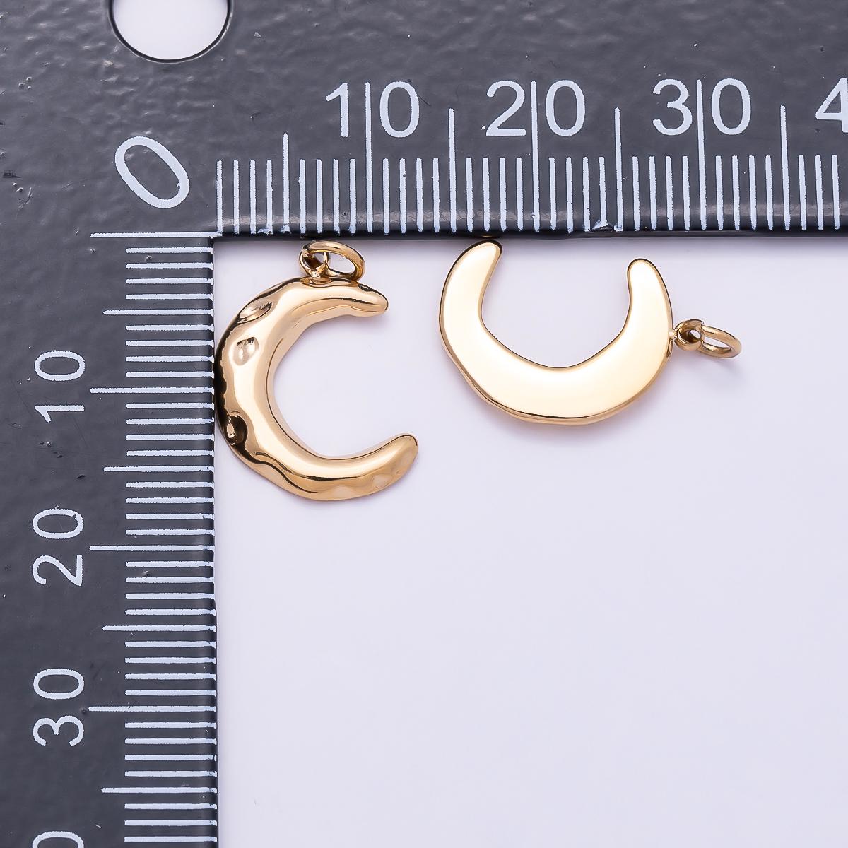 PVD Gold Stainless Steel 16mm Hammered Celestial Crescent Moon Charm Starry Night DIY Necklace Jewelry Making Supply | Charms-01015