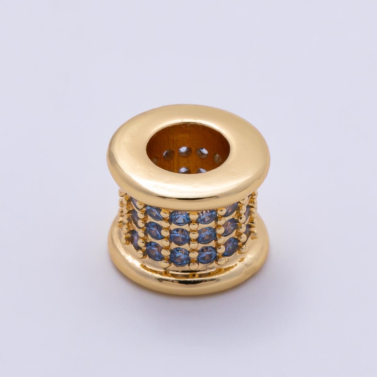16K Gold Filled 7.5mm Birthstone Micro Paved CZ Wide Spacer Beads Colorful Tube Bead DIY Bracelet Jewelry Making Supply | Beads-00351