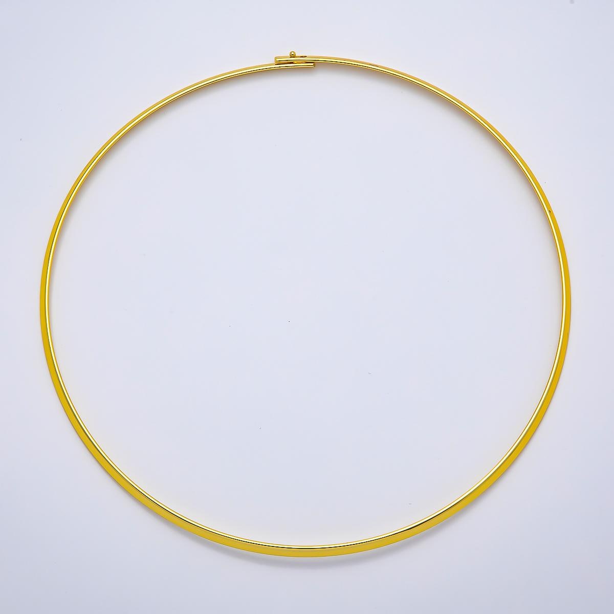 NEW 16K Gold Filled 3.3mm Flat-Edged Floating Collar Torque Necklace in Gold & Silver Minimalist Choker Statement Jewelry Supply | WA-04675