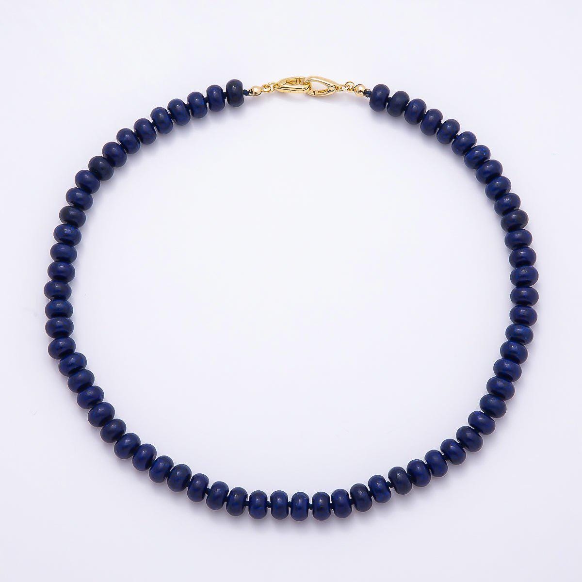 18K Gold Filled 8mm Rondelle Gemstone Chain 17 Inch Necklace w. Dual Push Clasps Gold Toggle Statement Jewelry Gift for Her | WA-04664