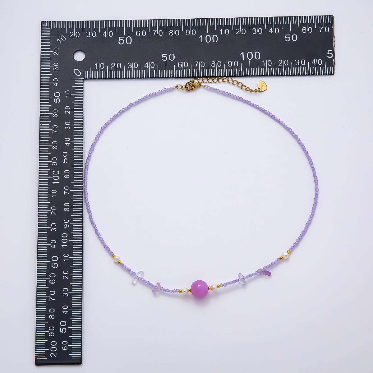 Handmade Stainless Steel 2mm Amethyst Gemstone Chain 16 Inch Necklace Whimsical Fairy Fashion Jewelry Gift for Her | WA-04638