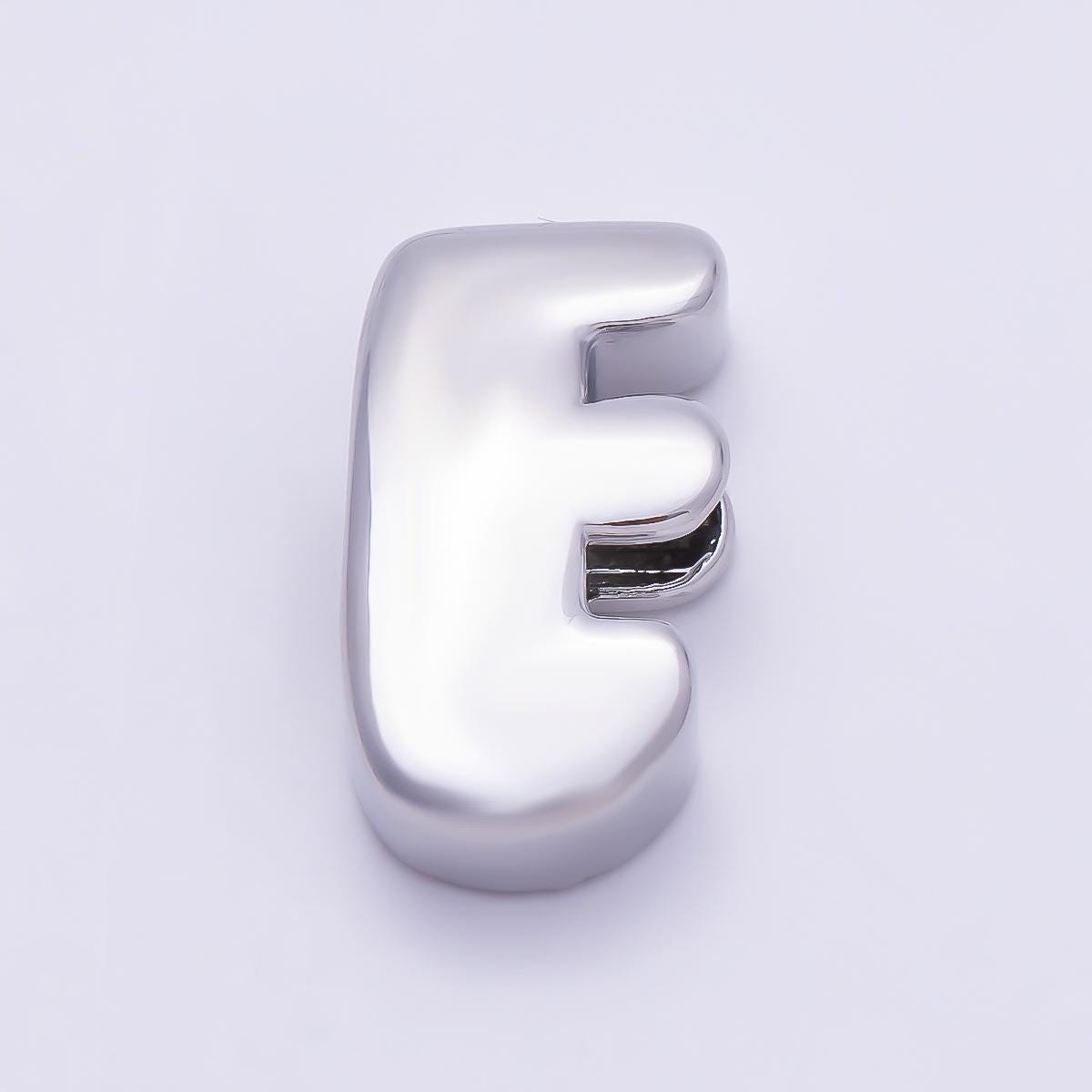 Bold Silver Puffy Initial Letter Charm 21mm for Knotted Bracelet Personalized Custom Jewelry Balloon Alphabet Letter Beads Beads-440