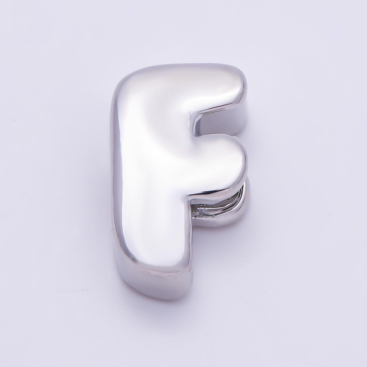 Bold Silver Puffy Initial Letter Charm 21mm for Knotted Bracelet Personalized Custom Jewelry Balloon Alphabet Letter Beads Beads-440