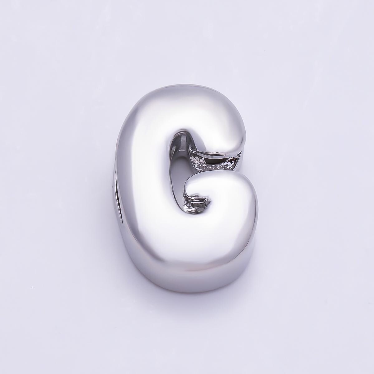 Bold Silver Puffy Initial Letter Charm 21mm for Knotted Bracelet Personalized Custom Jewelry Balloon Alphabet Letter Beads Beads-440