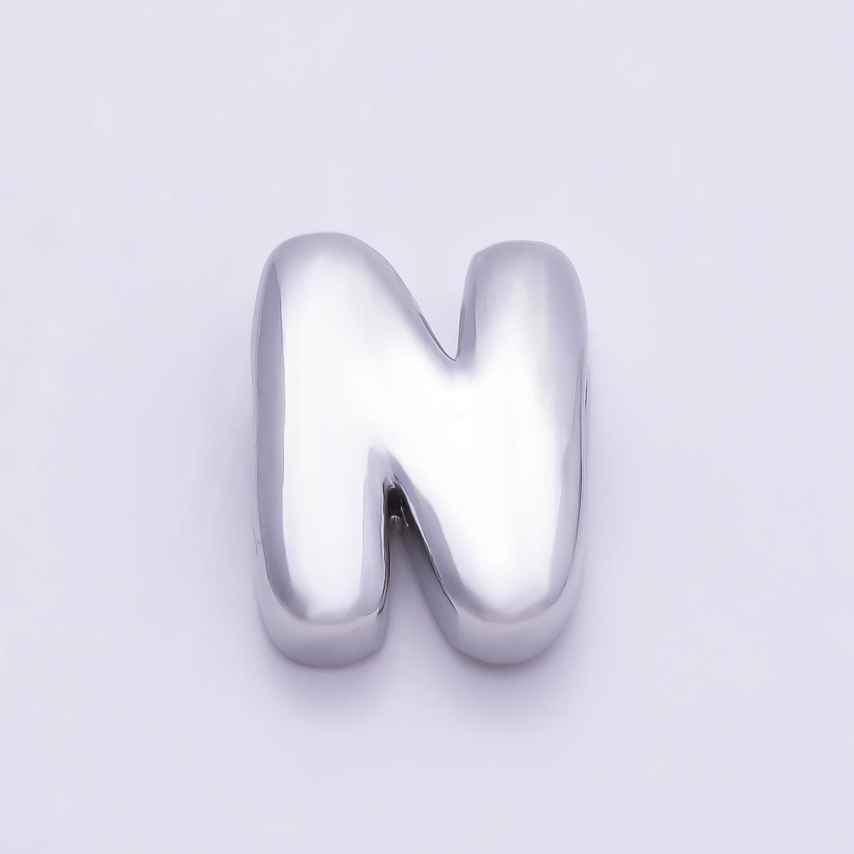 Bold Silver Puffy Initial Letter Charm 21mm for Knotted Bracelet Personalized Custom Jewelry Balloon Alphabet Letter Beads Beads-440