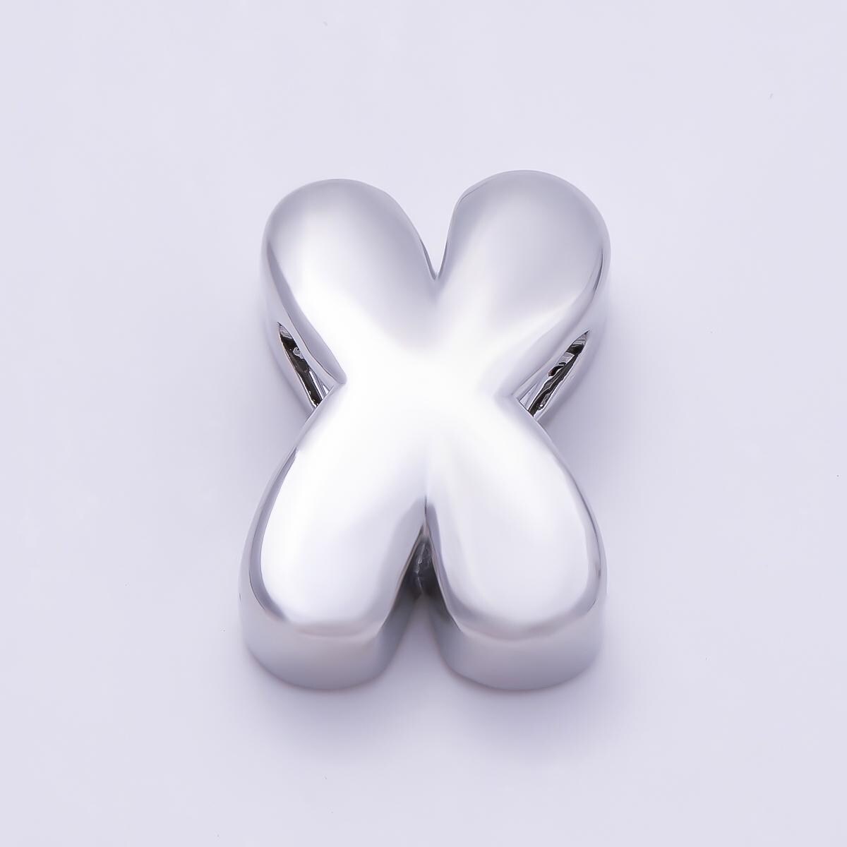 Bold Silver Puffy Initial Letter Charm 21mm for Knotted Bracelet Personalized Custom Jewelry Balloon Alphabet Letter Beads Beads-440