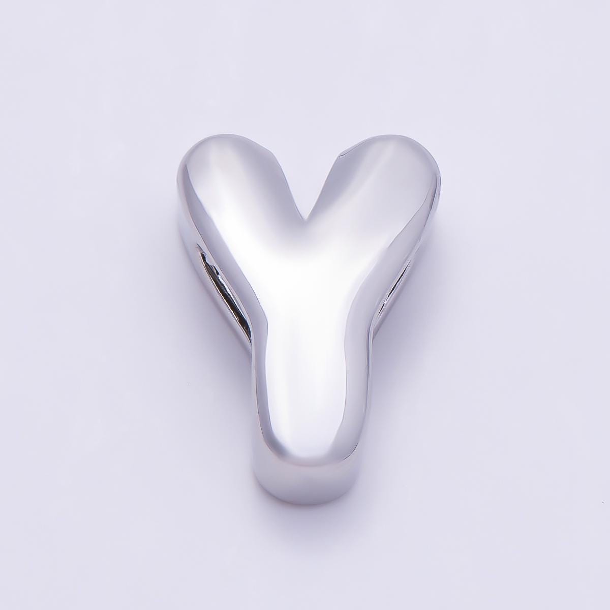 Bold Silver Puffy Initial Letter Charm 21mm for Knotted Bracelet Personalized Custom Jewelry Balloon Alphabet Letter Beads Beads-440