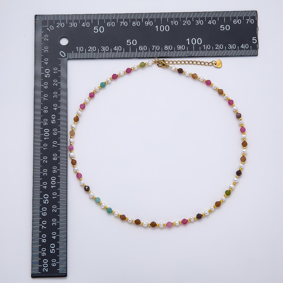 Handmade Stainless Steel 2mm Multifaceted Multicolor Gemstone Chain 16 Inch Necklace Boho Confetti Layering Jewelry Gift for Her | WA-04642