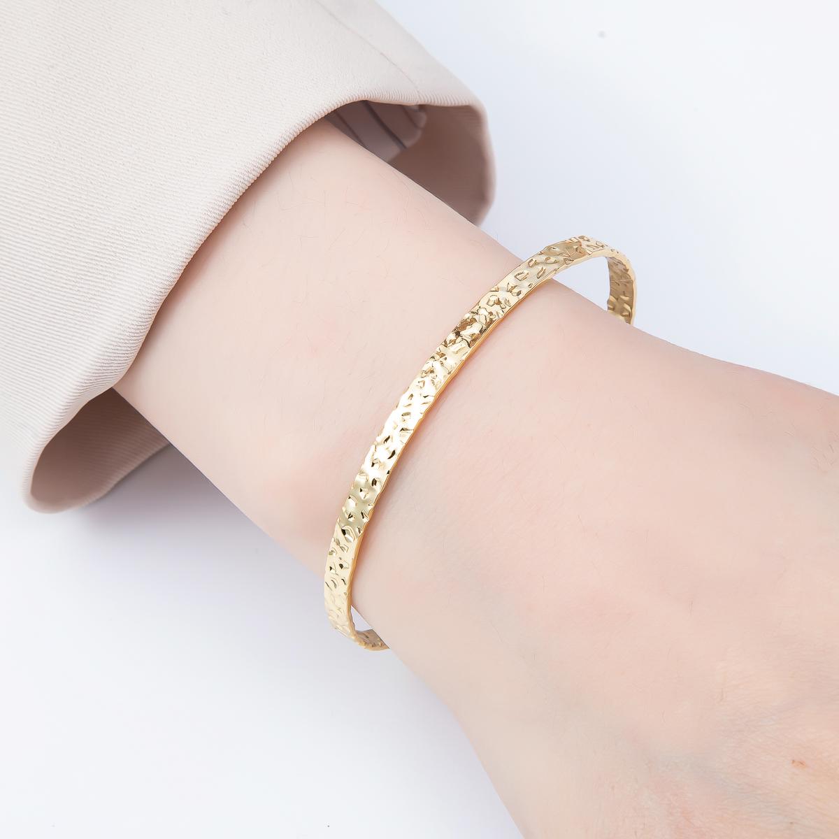 18K Gold Filled Minimalist Textured Half Cuff Bracelet- Half Bracelet Finding for Bangle Supply WA-4412