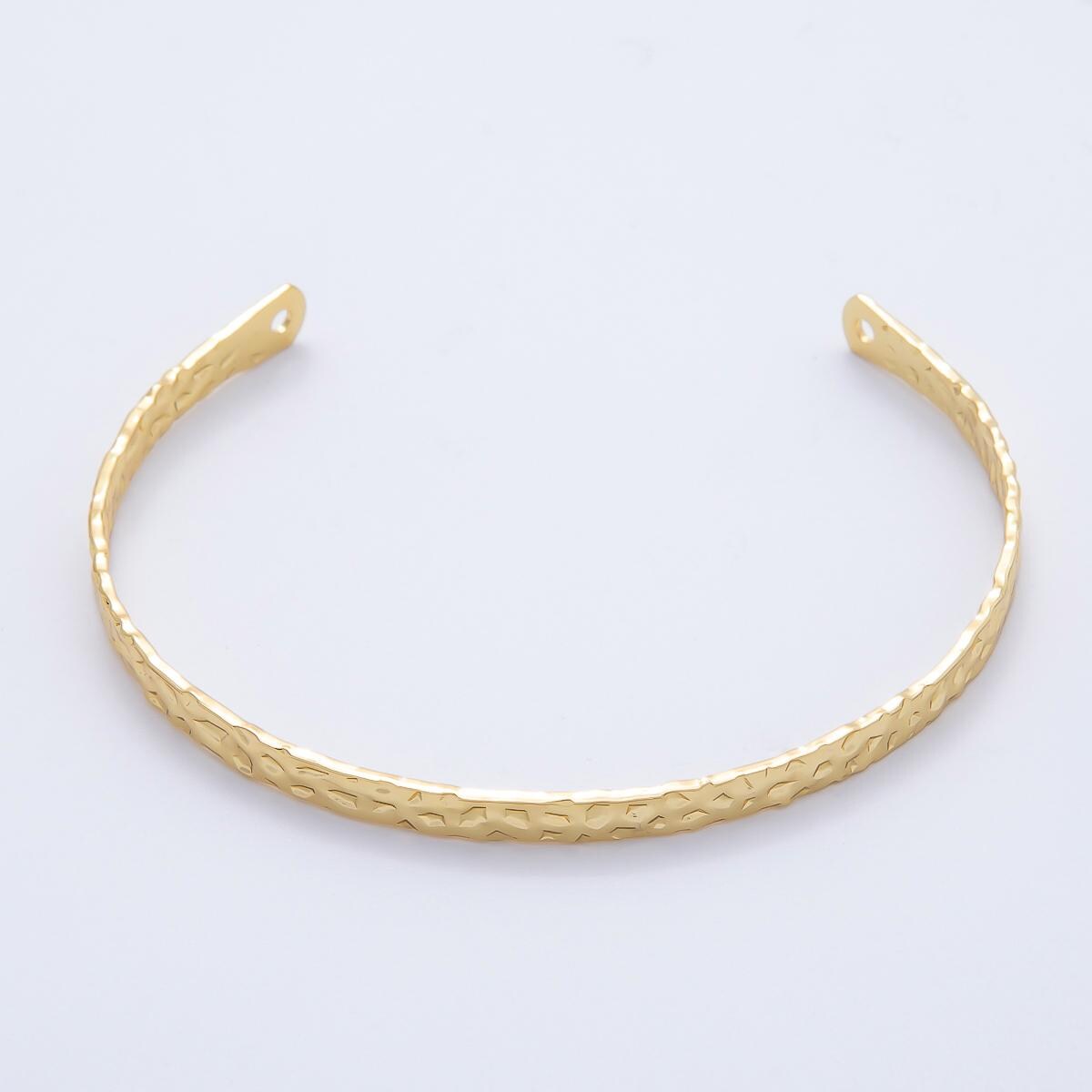 18K Gold Filled Minimalist Textured Half Cuff Bracelet- Half Bracelet Finding for Bangle Supply WA-4412