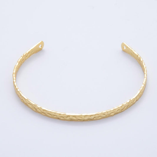 18K Gold Filled Minimalist Textured Half Cuff Bracelet- Half Bracelet Finding for Bangle Supply WA-4412