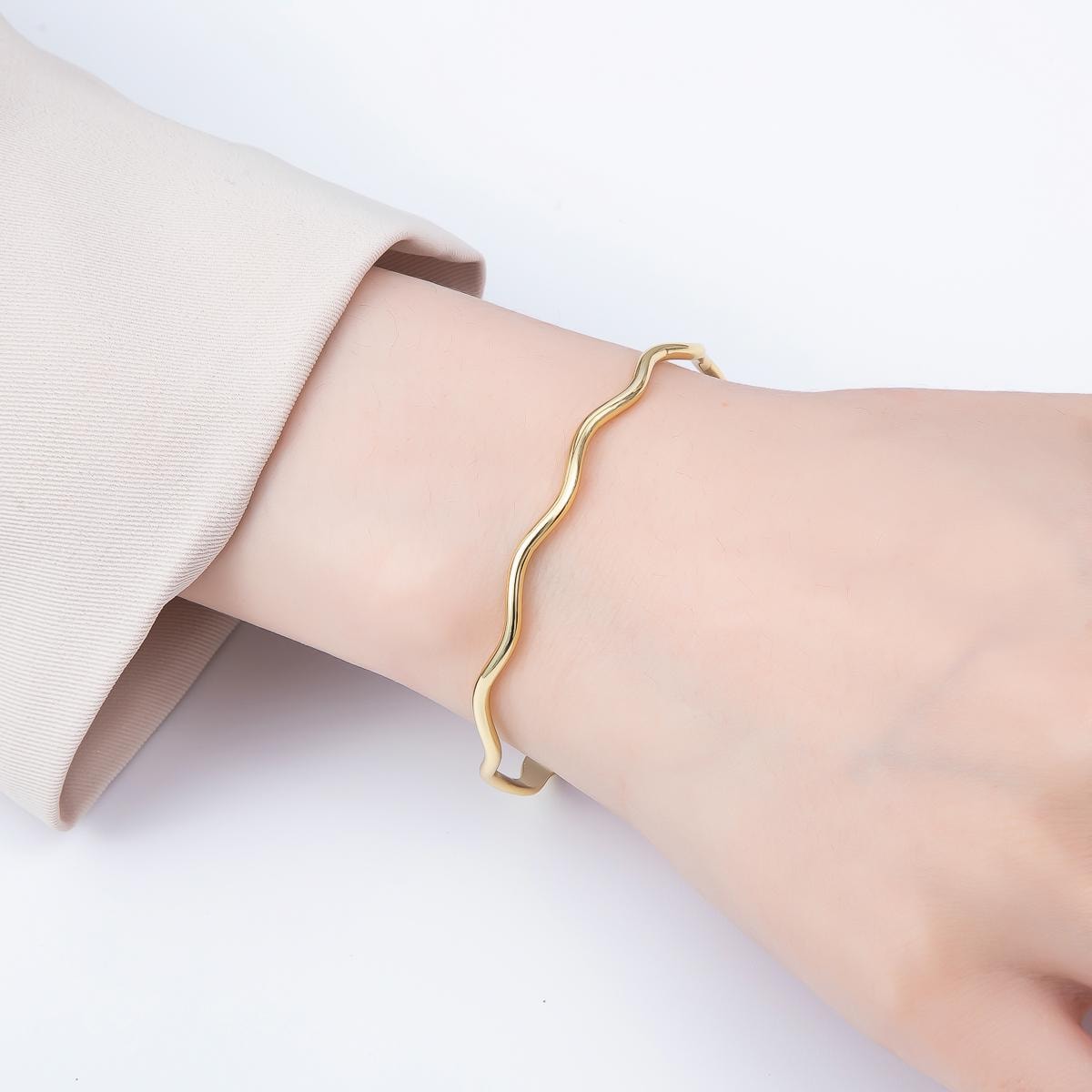 18K Gold Filled Curvy The Wave Half Cuff Bracelet- Half Bracelet Finding for Bangle Supply WA-4422