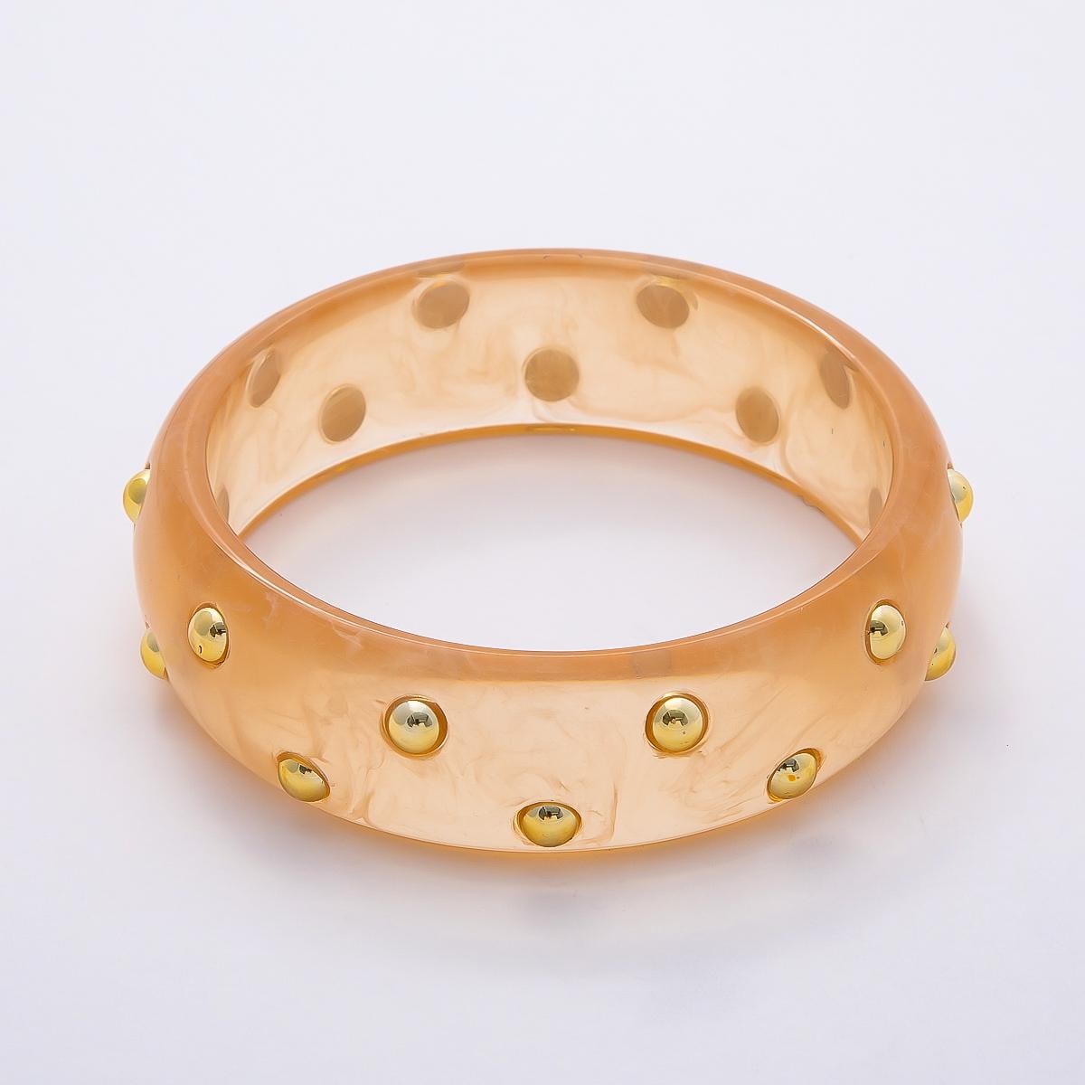Chunky Resin Colorful Bracelet 80mm Colorful Acrylic Bangle Transparent Y2K Statement Piece Bold Geometric Band With Gold Stud WA-4432