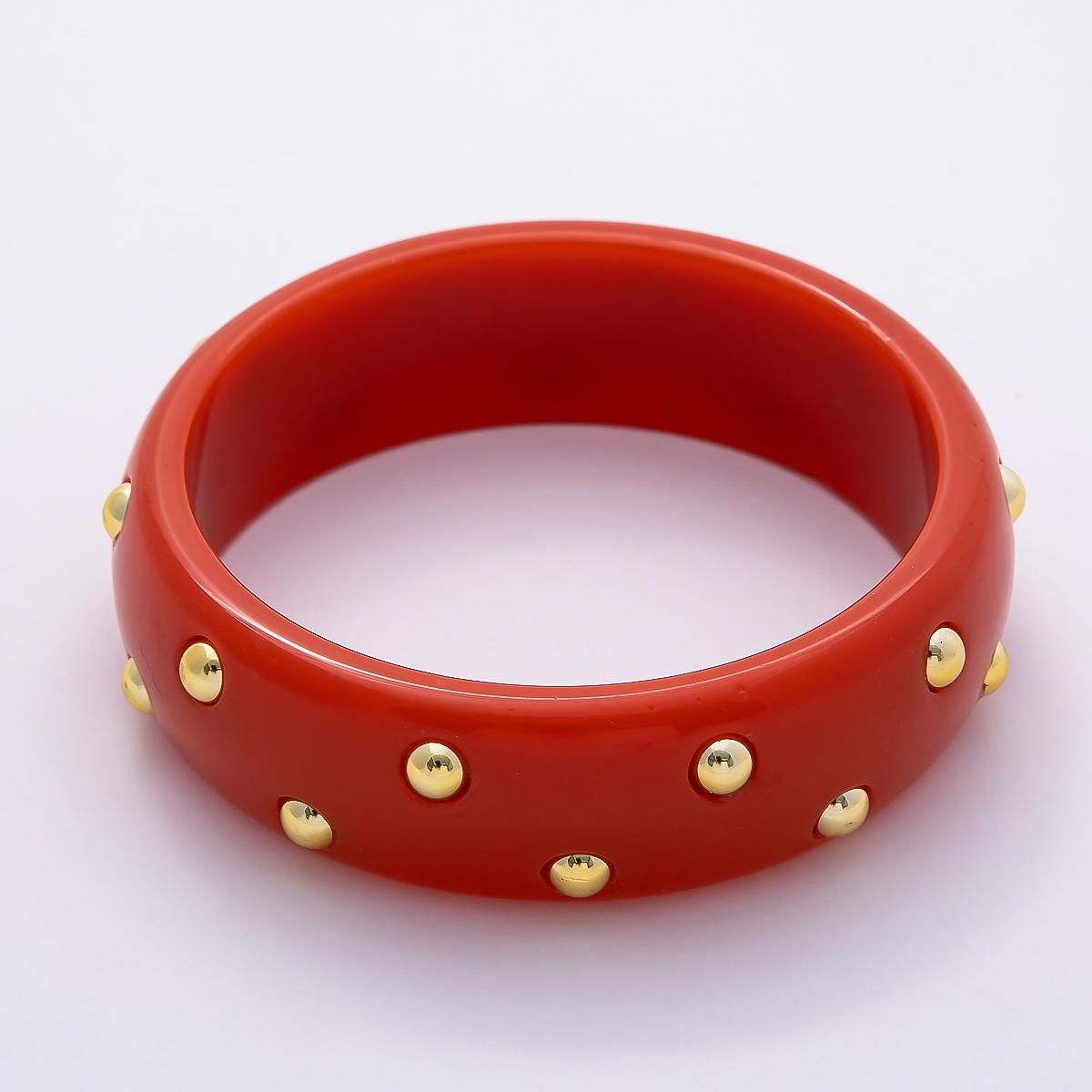 Chunky Resin Colorful Bracelet 80mm Colorful Acrylic Bangle Transparent Y2K Statement Piece Bold Geometric Band With Gold Stud WA-4432