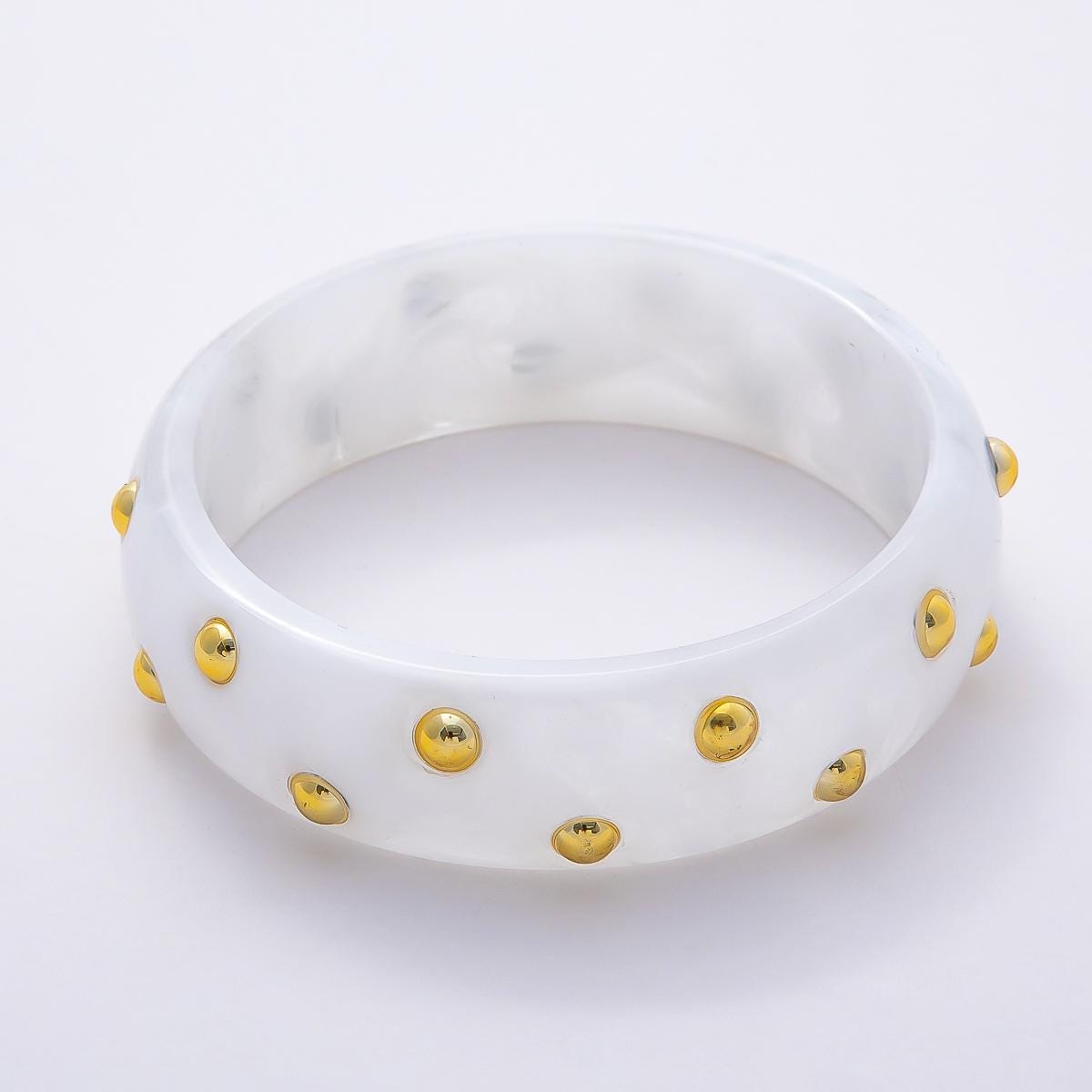 Chunky Resin Colorful Bracelet 80mm Colorful Acrylic Bangle Transparent Y2K Statement Piece Bold Geometric Band With Gold Stud WA-4432