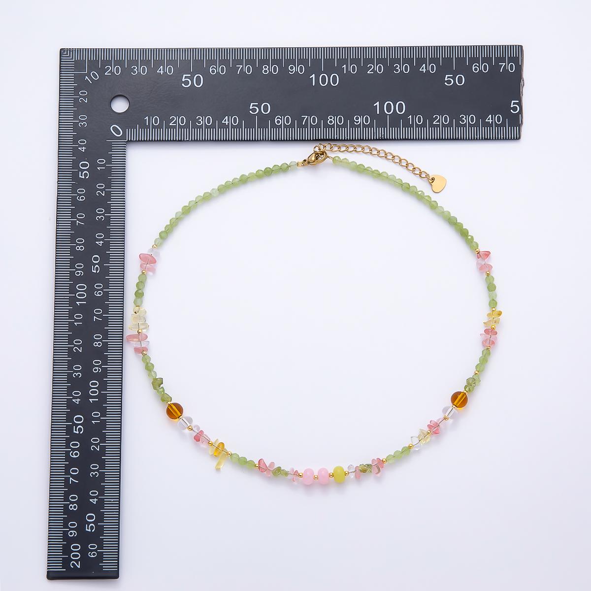 Handmade Pastel Gemstone Necklace, Prehnite Beaded Necklace, Cherry Quartz Choker, Dainty Layering Necklace, Boho Jewelry WA-4733
