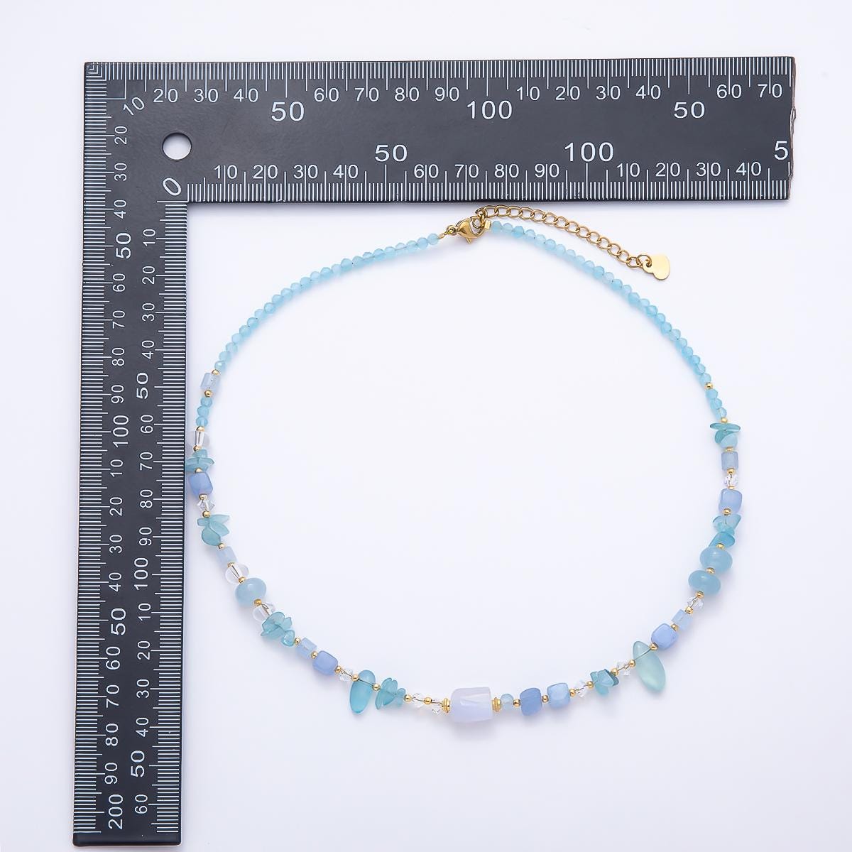 Dainty Handmade Blue Aqua Gemstone Necklace Beaded Necklace Choker Layering Minimalist Boho Jewelry WA-4732
