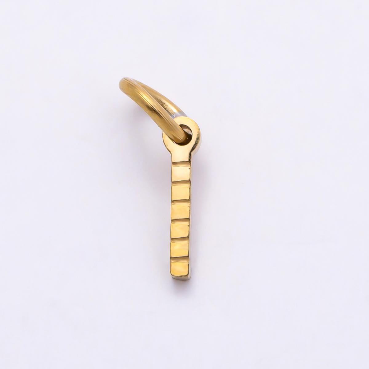 PVD Stainless 8.5mm Lined Ribbed Digital Alphabet Initial Letter Charm Custom Name Charm Jewelry Retro Gamer Gift for Her | Charms-01126