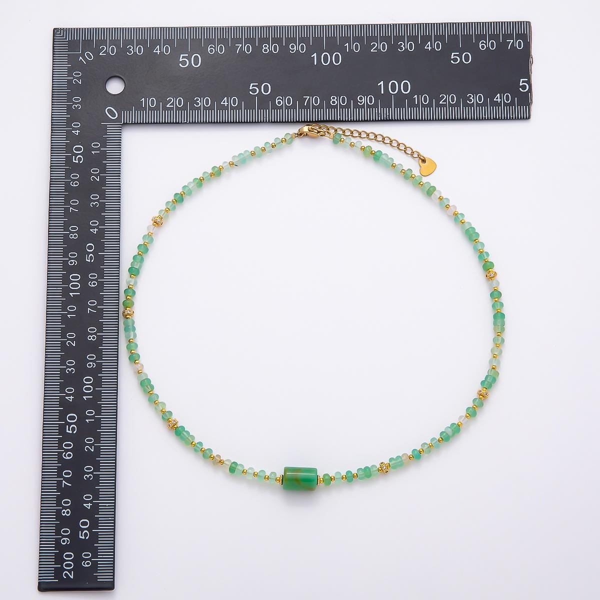 Handmade 4.2mm Green Prehnite Rondelle Bead Gemstone Chain 16 Inch Necklace Elegant Crystal Jewelry Birthday Gift for Her | WA-04739