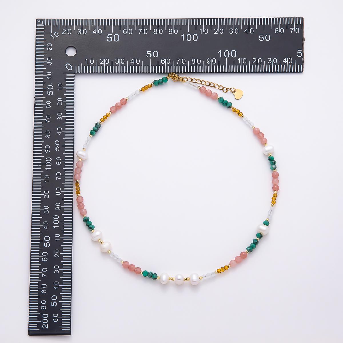Handmade 4.2mm Shell Pearl Multicolor Multifaceted Bead Gemstone Chain 16 Inch Necklace Boho Coquette Jewelry Bridal Gift for Her | WA-04740