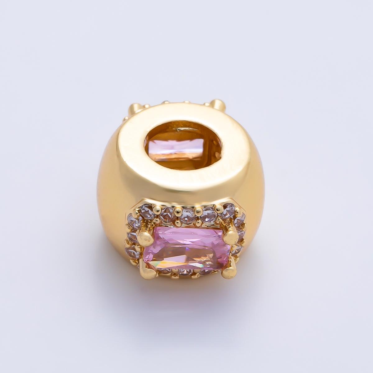10.5mm 16k gold filled multicolor CZ birthstone rondelle spacer beads DIY Jewelry Making Supply for custom bracelet necklace | BEADS-00113
