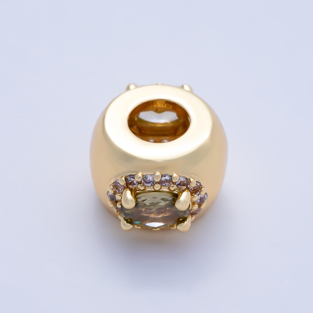 16k gold filled Oval CZ birthstone rondelle spacer beads 10mm DIY Jewelry Making Supply for bracelet necklace Charm Slider BEADS-379