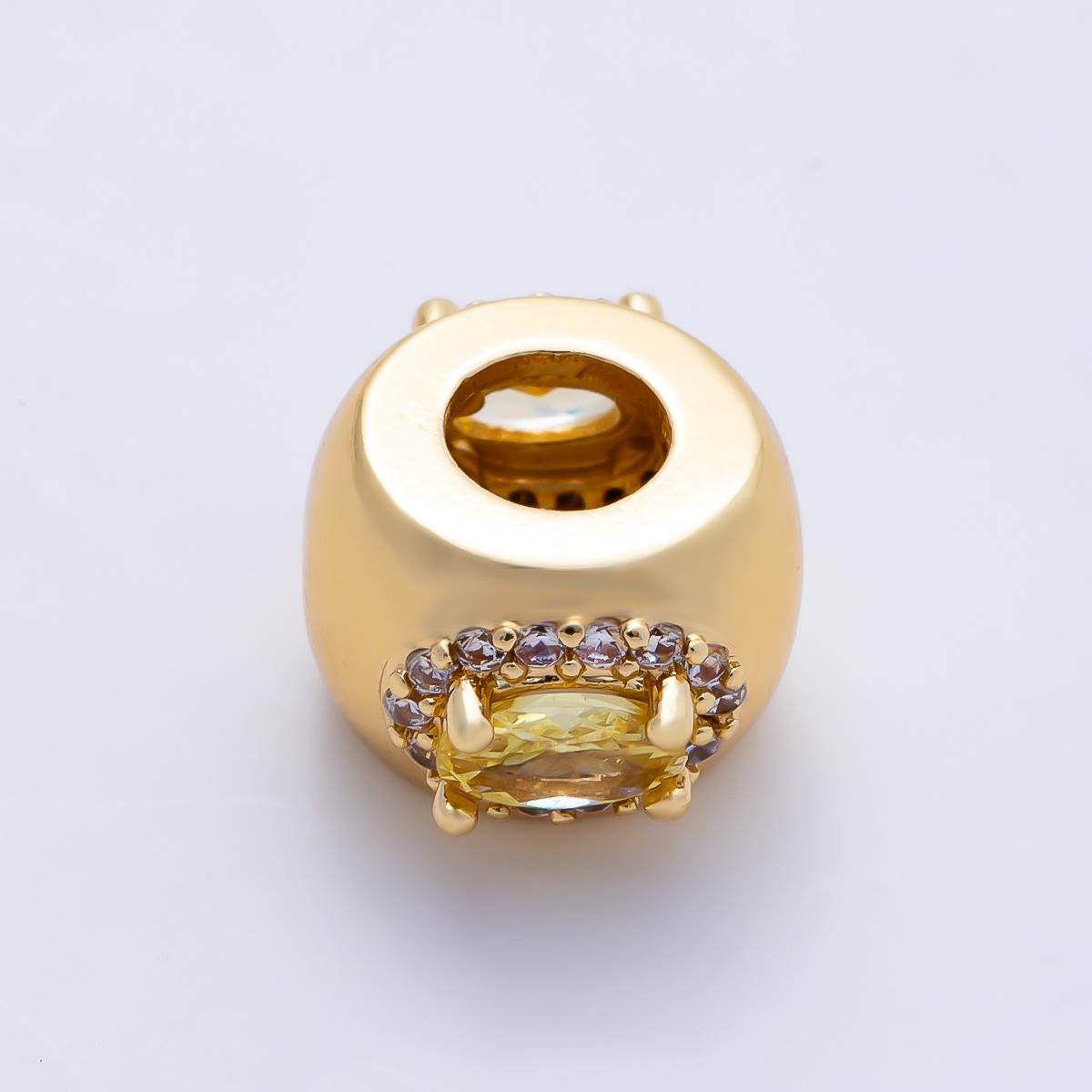 16k gold filled Oval CZ birthstone rondelle spacer beads 10mm DIY Jewelry Making Supply for bracelet necklace Charm Slider BEADS-379