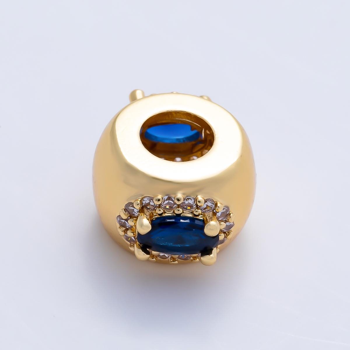 16k gold filled Oval CZ birthstone rondelle spacer beads 10mm DIY Jewelry Making Supply for bracelet necklace Charm Slider BEADS-379