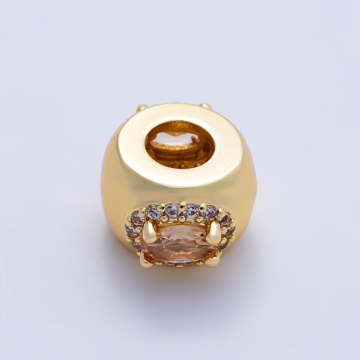 16k gold filled Oval CZ birthstone rondelle spacer beads 10mm DIY Jewelry Making Supply for bracelet necklace Charm Slider BEADS-379