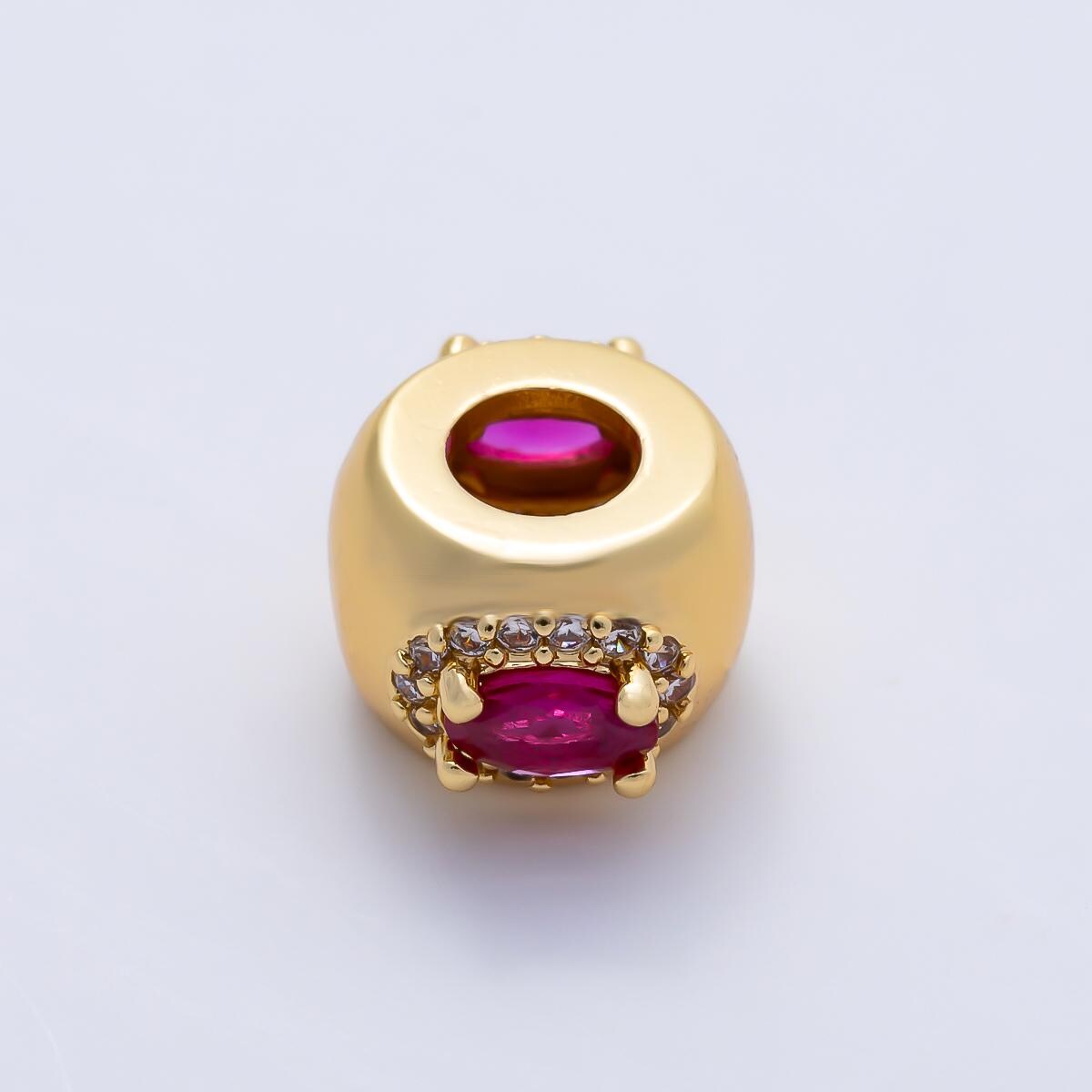 16k gold filled Oval CZ birthstone rondelle spacer beads 10mm DIY Jewelry Making Supply for bracelet necklace Charm Slider BEADS-379
