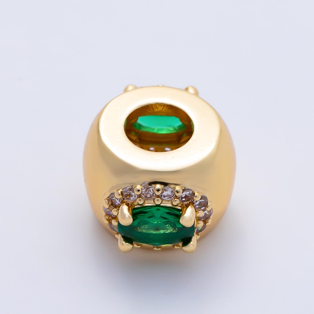 16k gold filled Oval CZ birthstone rondelle spacer beads 10mm DIY Jewelry Making Supply for bracelet necklace Charm Slider BEADS-379