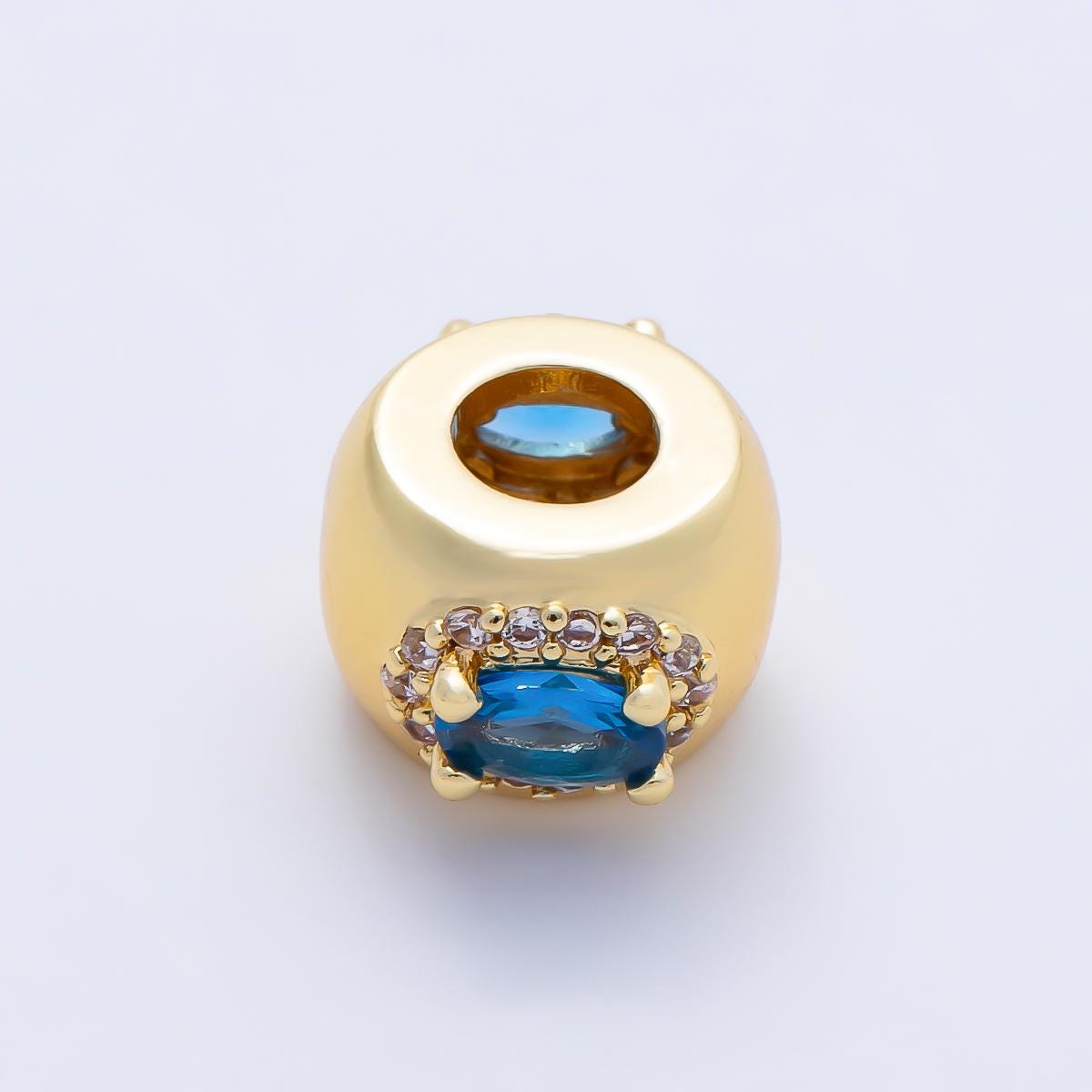16k gold filled Oval CZ birthstone rondelle spacer beads 10mm DIY Jewelry Making Supply for bracelet necklace Charm Slider BEADS-379