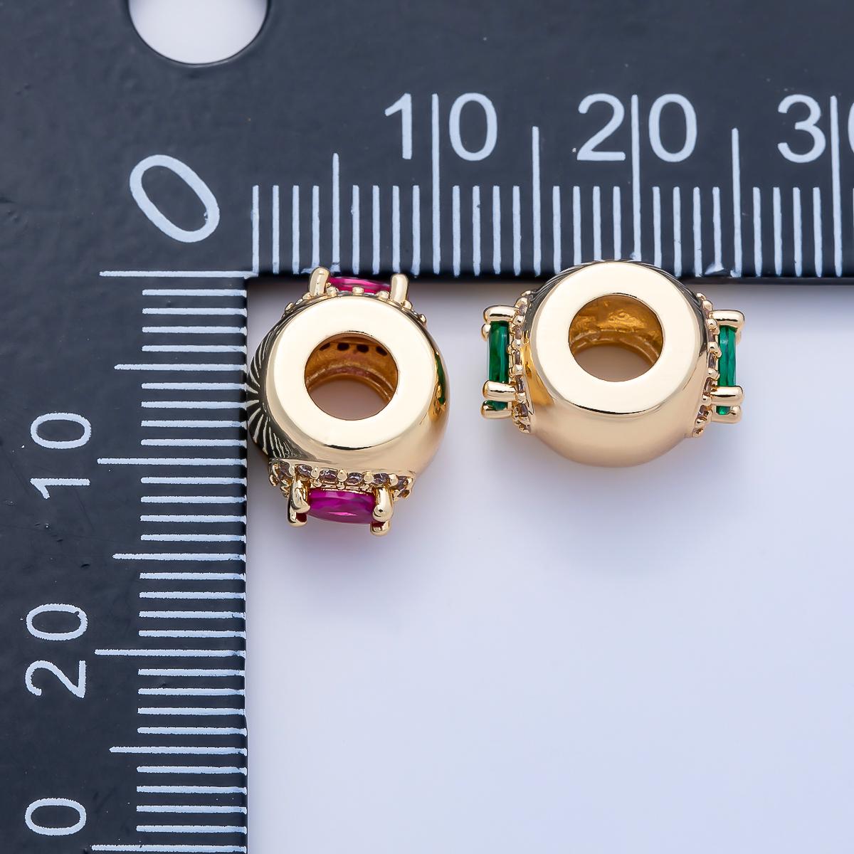 16k gold filled Oval CZ birthstone rondelle spacer beads 10mm DIY Jewelry Making Supply for bracelet necklace Charm Slider BEADS-379