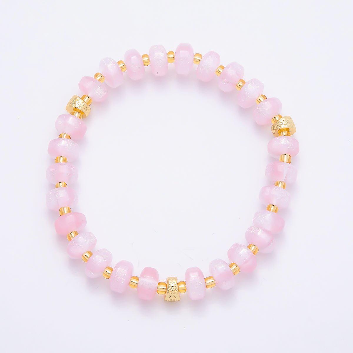 8mm Multicolor, Blue, Yellow, Pink, Orange, Green Glitter Rondelle Bead Resin 7 Inch Stretch Bracelet Shimmer Summer Jewelry | WA-04559
