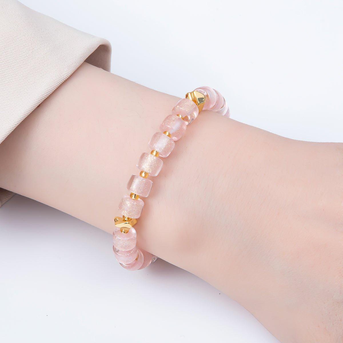 Handmade 8mm Purple, Multicolor, White, Purple, Pink, Blue, Green, Orange Glitter Resin Rondelle Bead 7 Inch Bracelet w. Extender | WA-04573