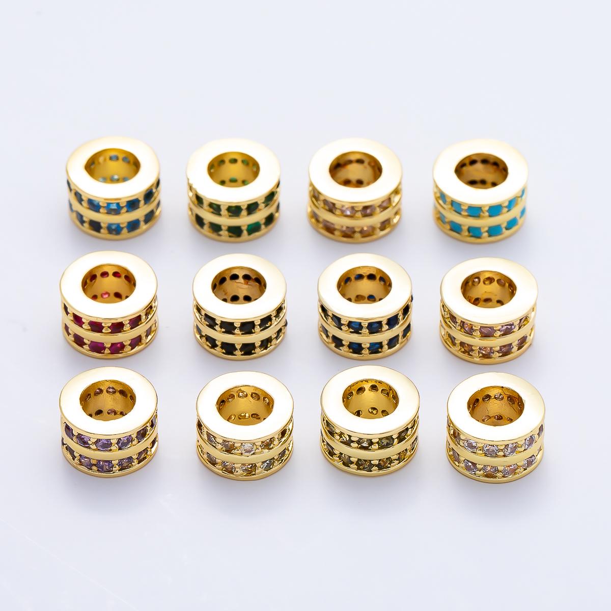 Gold Birthstone Spacer Beads CZ Rondelle Barrel Spacer 16k Gold Filled Bead, DIY Jewelry Making Supplies, Bracelet Necklace Charm Beads-411